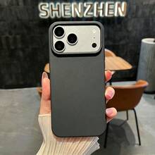 噴漆無框糖果色液態矽膠手機殼，分體設計大鏡頭開孔防指紋超薄殼，適用於 iPhone 17 16 15 14 13 Pro Max 12 Pro Max 11，多款節日禮物 - 黑色 - 查看 1