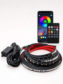 XF.Meraki Smart RGB Car Underglow Light Kit, App And RF Remote Control, IP67 Waterproof, Decorative Lights, 16 Million Color LED Strip, Music Sync - 1-to-4 - View 11