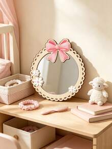 1pc Multi-Style Bow 2D Wooden Mirror Sticker, Hanging Decor, Baby Essentials, Girl Baby Supplies, Newborn Necessities, Room Decoration - Multicolor - View 7