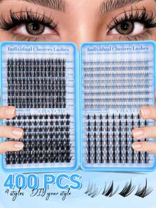 400pcs Eyelash Book C Curl Large Capacity Highest Quality Lowest Price New DIY False Eyelashes Fluffy Soft 3D Faux Mink Hair False Eyelashes Makeup Eyelash Extensions Short Lightweight DIY Home Eyelash Extensions - C - View 1