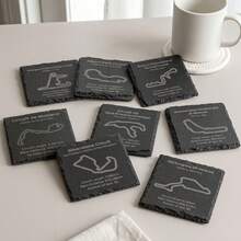 1PC 10cm*10cm Natural Slate Racing Circuit Coaster, 8 Track Designs, Laser Engraved Racetrack Map Stone Drink Coaster, Heat Resistant Non-Slip Square Cup Mat, Motorsport Decor, Racing Fan Gift, Car Enthusiast Gift, Birthday, Christmas Gift - Black - View 11