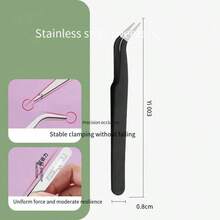 Pinça Preta Curvada/Reta De Aço Inoxidável Antiestática Para Strass/Cílios De Arte Em Unhas - esd15 (pacote de mistura) * 4 - Visão 2