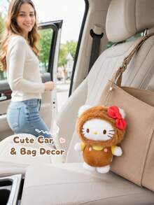 1pc Plush Bag Charm, Cute Fuzzy Hooded Doll Pendant, Soft Polyester Mini Plush For Backpack, Handbag, Car Decor, Desktop Decoration, Healing Cuteness, Girls/Students/Friends Birthday And Holiday Gifts, 5 Colors - Multicolor - View 8