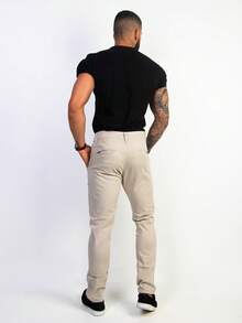 Urban Zone Jeans Men's Slim Fit Casual Twill Pants With Elastane - 沙 - 查看 3