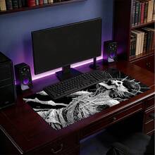 1pc Extended Large Black & White Dead Tree Skull Rune Pattern Mouse Pad, With Non-Slip Rubber Base And Stitched Edge Soft Cloth Material Keyboard Mat. Dark Vintage Skull Etching Print Aesthetic With Non-Slip Rubber Base And Stitched Edge Soft Cloth Material Keyboard Mat, Suitable For Gaming, Home Office And Learning Scenarios. - View 7