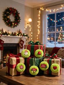 Faux Rabbit Fur Christmas Plush Ball Hanging Decor, DIY Holiday Decoration, Suitable For Christmas Tree, Halloween Party, Home Decor, Cute Plush Ball Pendant, Perfect Holiday Gift - Multiple Styles - View 3