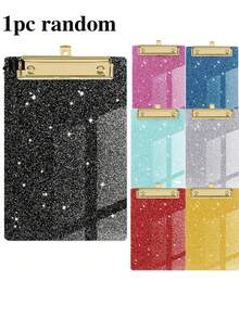 1pc Glitter A6 Acrylic Office Folder - Writing Pad For Note-Taking (Note: The Size Of This Product Is 15cmX10cm, Please Confirm The Size Before Deciding Whether To Buy) - A Must-Have For Student Meetings And School Years. - Multicolor - View 12