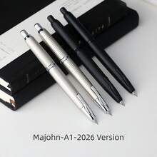 MAJOHN Black Metal Retractable Ballpoint Pen, Press-Type Fine Tip Smooth Ink Pen, Suitable For Students, Calligraphy And Office, Gift For Men And Women - Multicolor - View 7