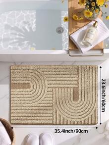 DAJIANG 1pc Vintage Geometric Line Pattern Bathroom Mat, TPR Backing Non-Slip, Suitable For Kitchen, Outdoor, Indoor, Hallway, Bedroom, Living Room, Bedside, Machine Washable Easy To Clean, Bedroom Bathroom Decor Rug - Multicolor - View 15