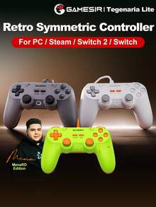 GameSir Tegenaria Lite Mandos de Juego Retro para PC Steam Controlador Simétrico con Cable Compatible con 2 Switch Android iOS Teléfono Móvil con Palanca de Efecto Hall Gatillos Analógicos, Retroalimentación de Vibración Inmersiva Sutil, Edición Gris Blanco y MenaRD - Tegenaria Lite - Ver 2