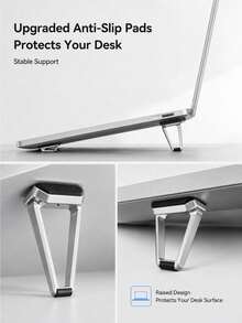 1 Pair Mini Foldable Laptop Stand, Portable Computer Riser Feet, Plastic And Alloy Options, Non-Slip Compact Laptop Support For Better Airflow, Office, Study And Daily Use - View 8