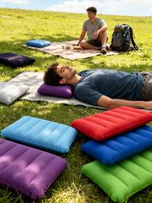 Square Inflatable Travel Pillow Neck Support Unisex Waist Cushion Camping Beach Tent Rest Long Flight Road Trip Comfortable Aviation Accessory Elegant Travel Gear Inflatable Material Camping Essential Travel Essential - Multicolor - View 2
