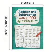 Cuaderno de aprendizaje de matemáticas de 32 páginas con suma y resta, hojas de práctica de matemáticas, hojas de actividades de aprendizaje, iluminación de matemáticas de educación temprana, apoyo de aprendizaje y escritura escolar - Cuaderno de ejercicios de matemáticas hasta 1000 - Ver 11