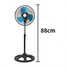 Ventilador de Pedestal 10 Pulgadas, 55W, Oscilatorio, 3 Velocidades y Altura Ajustable, Ventilador de Pie Silencioso para Hogar y Oficina - Negro - Ver 10