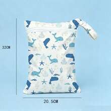 Waterproof Dry-Wet Separation Bag, Cute Blue Whale Print Swim Bag With Lanyard, Portable Beach Storage Bag For Swimwear, Diapers, Travel, Fitness And Toiletries - Multicolor - View 3