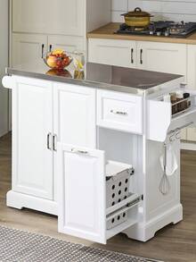 SoBuy | Kitchen Trolley With Foldable Extension | Kitchen Cart With 2 Drawers | Kitchen Cabinet MDF For Small Spaces | 107*71*91 Cm - 白色 - 查看 4