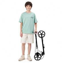 Foldable Kick Scooter With Light-Up Wheels, 4 Adjustable Heights, Dual Brakes & Wide Deck For Teens Adults, Portable Commuter Ride - Black and White - View 2