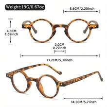 1pc Vintage Small Round Reading Glasses, Fashion Leopard Print Design, Matte Texture, Ultra-Light Frame With Premium Spring Temples For Comfortable Fit, Daily Work And Reading Comfortable Style For Men And Women - Leopard - View 4