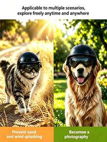 Pet Dog Motorcycle Helmet Set, Adjustable Safety Riding Helmet, Suitable For Small, Medium And Large Dogs, Windproof Protection Headgear, Suitable For Outdoor Riding And Travel, Suitable For Corgi, Dachshund, Husky Puppies, Durable Shell With Chin Strap - Multicolor - View 2