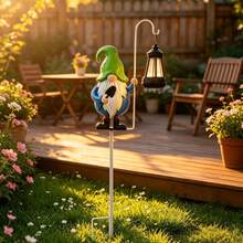 Green Hat Gnome Lantern Garden Stake Light, Outdoor Gnome Statue Hanging Decorative Light, Gnome Statue Lawn Ornament, Suitable For Yard, Patio, Flower Bed Decoration - Green Hat Elf Lantern - View 4