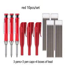 10pcs 2.8mm Metal Deep Hole Carpenter Pencils With Cap And Built-In Sharpener, Durable Marking Tool For Woodworking, Architects, Engineers, Construction Workers, Repairmen And DIY Enthusiasts, 3 Pencils + 3 Caps + 4 Boxes Of Lead - A - View 15