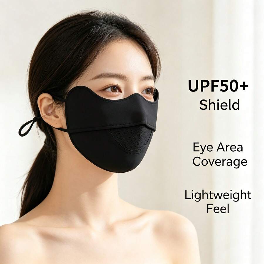 1 buah Masker Wajah Penuh Hangat Tahan Angin dengan Lapisan Bulu Lembut, Desain Penutup Alis Melengkung 3D, Panel Ventilasi Bernapas dengan Tali Telinga yang Dapat Diatur, Cocok untuk Bersepeda, Ski, dan Aktivitas Lainnya - Hitam - View 1