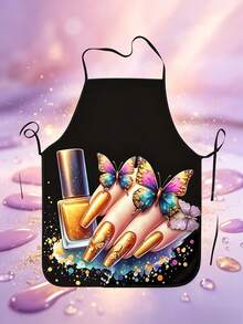 Stylish Graphic Nail Technician Apron Waterproof Anti‑Dirt Salon Work Apron Adjustable Neck Strap Nail Artist Apron - Multiple Styles - View 4