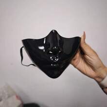 1pc Halloween Black Lower Face Mask, Aesthetic Cyberpunk Warrior Face Cover, Halloween Cosplay - Multicolor - View 10