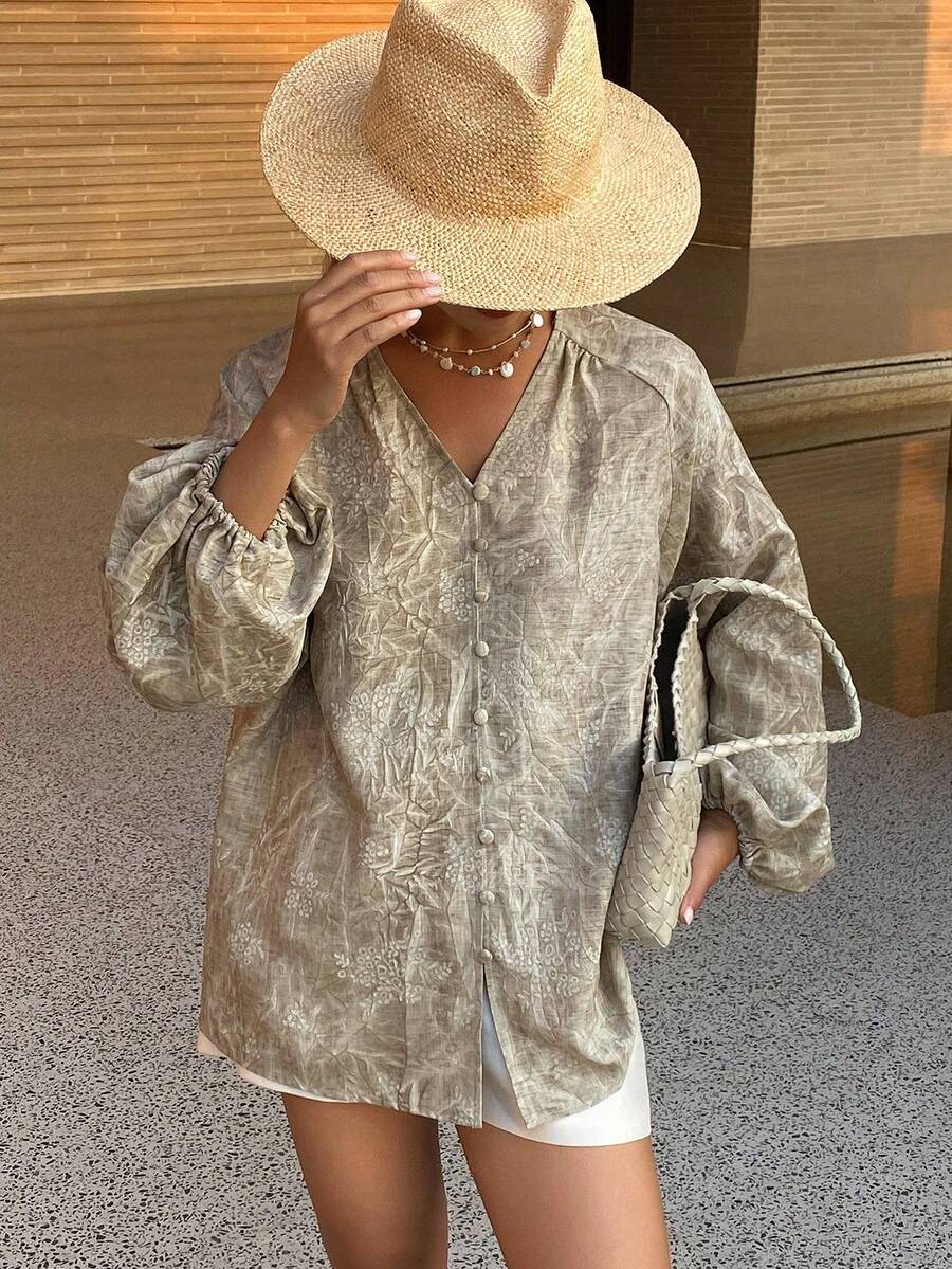 Women Blouses & Shirts - 卡其色 - 查看 1