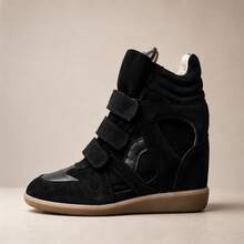 New 2026 Hidden Height-Increasing High-Top Women's Shoes. Body-Hugging Casual Sports Shoes, 7 Cm Internal Heel Lift Women's Ankle Boots, - 黑色 - 查看 1