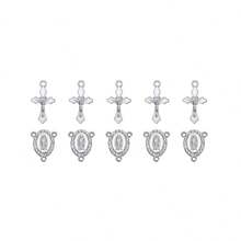 30pcs/15set Golden,Silvery Enamel Crucifix Cross Charms And Virgin Mary Rhinestone Connector Charms For Rosary Jewelry Making - White Oil-dripping - View 12