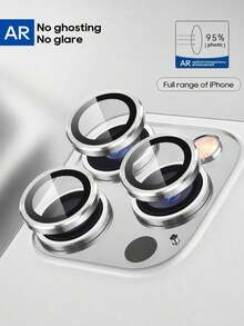 3pcs Silver 9H Metal Lens Tempered Glass Screen Protector Ultra-Thin High Definition Shockproof Scratch-Resistant Wear-Resistant Compatible With IPhone 17/16/15/14/13/12/11 All Series Pro Max/Pro/Plus/Air - Silver - View 1