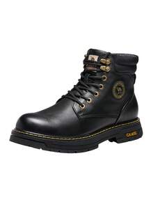 CAMEL CROWN Men's Water-Resistant High-Top Lace-Up Boots – Stylish, Non-Slip, Thick-Soled Work-Style Outdoor Boots - Black - View 2