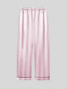 Set de 2 piezas de pijama de manga larga a rayas rosas y blancas para niña preadolescente - Multicolor - Ver 5