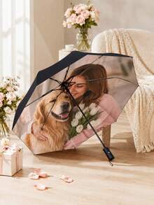 1pc Personalized Photo Customized Umbrella, DIY Custom Image Automatic Folding Umbrella, 8-Rib Windproof Portable, Auto Open Close, Custom Picture Text Logo For Wedding, Anniversary Gift, Engagement Gift, Couple Memorial, Pet Photos, Unique Gift - Multicolor - View 9