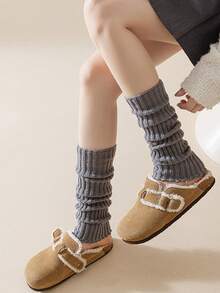 6 Pairs Women's Solid Color Vertical Striped Leg Warmers, Simple Fashion Versatile Autumn/Winter, Cozy - Multicolor - View 23