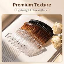15-Teeth 10*5cm Plastic Hair Comb, Handmade DIY Material Comb, Handmade Craft, Hair Clip Accessories, French Style Side Hair Comb Anti-Slip Comb For Women And Girls Hairstyle Accessories - Multicolor a - View 3