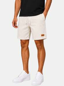 Kit 5 Shorts De Linho Bermuda Mauricinho Masculino Casual Basico Confortavel Detalhe Etiqueta De Couro (Preto+Branco+Marrom+Verde Militar+colorido) - Verde Menta - Visão 9