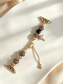 MAPUCE 1PC Bohemian Style Women's Adjustable Vintage Leopard Print Beaded Pendant Bracelet Watch Band, Snowflake Star Charms, Compatible With Apple Watch 38/40/41/42/44/45/46/49mm, Suitable For Apple Watch Series Ultra/SE/11/10/9/8/7/6/5/4/3/2/1, Summer Women's Fashion Accessory (Band Only) - Gold - View 4