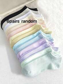6/10/15/20 Pairs Women's Short Socks, Simple Solid Color, Randomly Sent 6 Pairs, Suitable For Daily Wear, Back To School - Multicolor - View 11