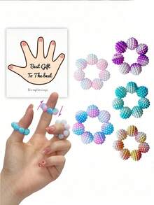1/3/5 piezas Anillos sensoriales ajustables con cuentas, anillos de masaje para dedos, múltiples colores disponibles, anillos de masaje relajantes, masajeador de dedos, adecuado para adultos, trabajadores de oficina - Múltiples estilos - Ver 3