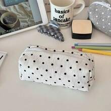 Polka Dot Pencil Case, Large Capacity Minimalist Stationery Storage Bag, Portable Makeup Bag & Toiletry Bag - Polka Dot - View 4