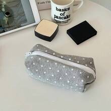 Polka Dot Pencil Case, Large Capacity Minimalist Stationery Storage Bag, Portable Makeup Bag & Toiletry Bag - Polka Dot - View 7