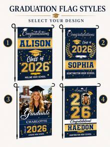 Custom Graduation Garden Flag, Personalized 2026 Class Yard Banner, Modern Graduation Party Decor, Customized Name Graduation Flag, Customizable College Graduate Gift, Garden, Front Yard, Porch Decoration, Graduation Celebration, Gift For Friends And Family - Style a - View 3