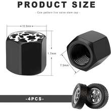 4 PCS Tire Stem Caps, Cute Cow Print Airtight Dust Proof Tire Covers, Corrosion Resistant Aluminum Wheel Stem Caps, Trucks, SUVs (Cow Print) - Cow Print - View 6