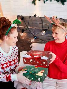 4pcs/1pc Christmas Gift Box, Multiple Styles Available, Self-Assembly Required, Suitable For Christmas Party, Christmas Tree Decoration, Theme Party, Thanksgiving, New Year, Party Favors, Holiday Gathering And Holiday Scene Decoration - One Size Fits All - View 4