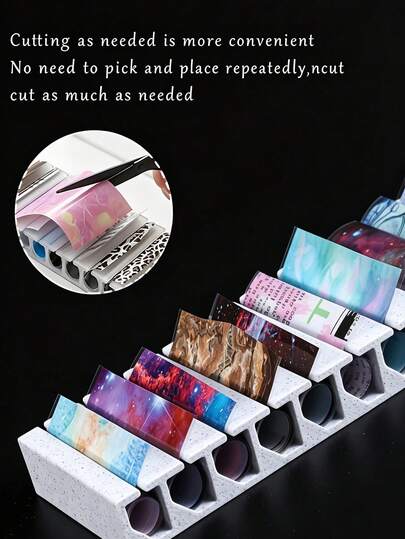 This Starry Sky Nail Art Transfer Paper Storage Box Set Can Be Used To Store Nail Art Tools, Gradient Nail Foil Paper, Nail Stickers And Nail Decorations, Suitable For Nail Salons And Home Use