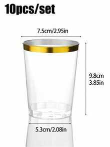10pcs 10oz Gold Rim Plastic Cups - Durable Hard Cold Drink Cups, Suitable For Weddings, Birthdays, Christmas And New Year, Stackable Elegant Party Tableware, Perfect For Halloween, Christmas And Other Holiday Celebrations And Gatherings - A - View 12