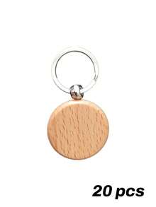 Custom 1/10/20pcs Wooden Keychain Round Key Ring Engraved Wooden Key Holder For Hotel Room Key Tags, Gifts, And Other Purposes - Multicolor - View 12