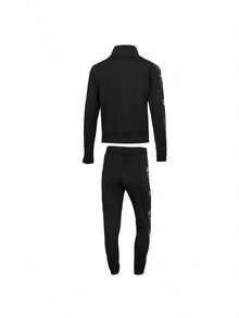 Under Armour Setelan Olahraga Tricot Wanita dengan Motif Samping dan Kerah Tegak, 1365147-005 - Hitam - View 7